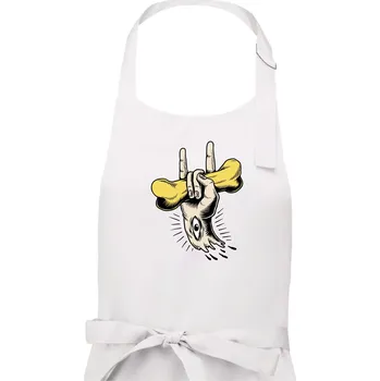 Kuchyňská zástěra Rocková ruka kost a oko - Pánská zástěra na vaření - Univerzální velikost ( Bílá )