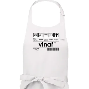 Kuchyňská zástěra Čárový kód vinař - Pánská zástěra na vaření - Univerzální velikost ( Bílá )