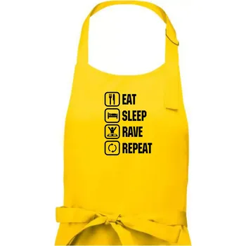 Kuchyňská zástěra Eat sleep rave repeat - Dámská zástěra na vaření - Univerzální velikost ( Žlutá )