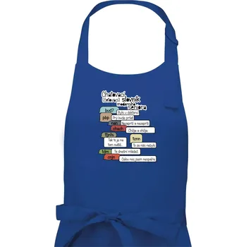 Kuchyňská zástěra Chatovací slovník moderního seniora (Běžící češtinář) - Dámská zástěra na vaření - Univerzální velikost ( Královská modrá )