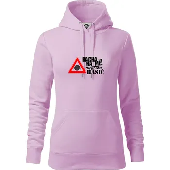 Dámská mikina Bacha na mě! Můj táta je hasič - Mikina dámská Cape s kapucí - S ( Orchid )