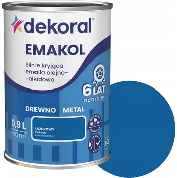 Vrták Dekoral Barva Emakol Strong Email na Dřevo a Kov Lazurová Lesklá 0,9l
