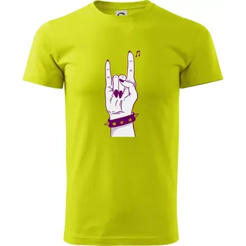 Pánské tričko Rocková ruka dámská - Klasické pánské triko vyšší gramáže - XS ( Limetková )