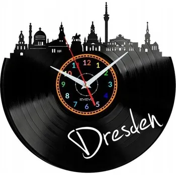 Hodiny DRESDEN NÁSTĚNNÉ HODINY DEKORATIVNÍ MODERNÍ VINYLOVÁ DESKA