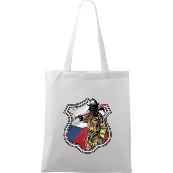 Hasič erb - Česká vlajka - Taška bavlněná - 42 x 38 cm ( Bílá )