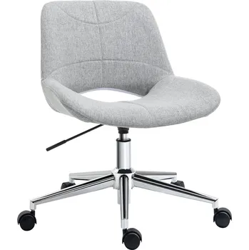 HOMCOM Kancelářská židle HOMCOM, výškově nastavitelná, otočná o 360°, do 110 kg, kovový rám, světle šedá, 49 x 56,5 x 73-82,5 cm