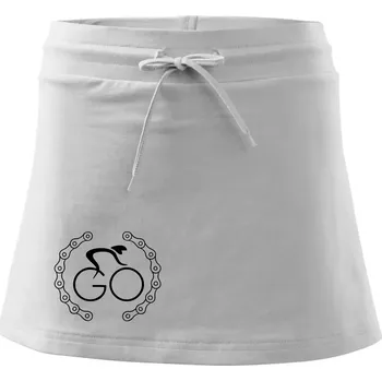 Dámská sukně Logo cyklisty a řetěz - Sportovní sukně - two in one - S ( Bílá )