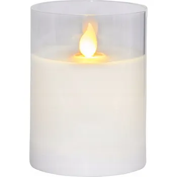 Svíčka Svíčka s umělým plamenem vosková LED svíčka skleněná bílá IP20 10 cm