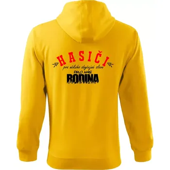 Pánská mikina Hasiči, pro někoho obyčejné slovo, pro nás rodina - Mikina s kapucí na zip trendy zipper - M ( Žlutá )