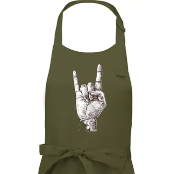 Kuchyňská zástěra Rocková ruka kreslená - Pánská zástěra na vaření - Univerzální velikost ( Khaki )