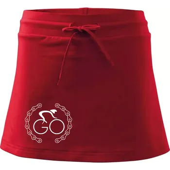 Dámská sukně Logo cyklisty a řetěz - Sportovní sukně - two in one - XS ( Červená )