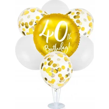 Balónek Sada balónků na stojanu k 40. narozeninám, zlatá