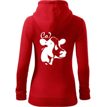 Dámská mikina Zmatená kráva - Dámská mikina trendy zipper s kapucí - XS ( Červená )