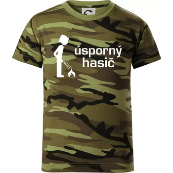 Chlapecké tričko Úsporný hasič - Dětské maskáčové triko - 146 cm/10 let ( Zelený maskáč )