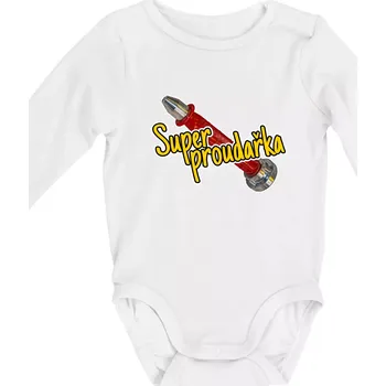 Kojenecký body Super proudařka - Body kojenecké s dlouhým rukávem - Dlouhý r. do 3 měs ( Bílá )