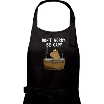 Kuchyňská zástěra Don't worry be capy - Dámská zástěra na vaření - Univerzální velikost ( Černá )