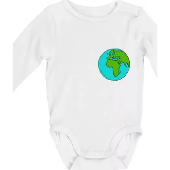 Kojenecký body Planeta na prsu - Afrika a Evropa - Body kojenecké s dlouhým rukávem - Dlouhý r. do 3 měs ( Bílá )