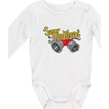 Super rozdělovač - Body kojenecké s dlouhým rukávem - Dlouhý r. 3-6 měs ( Bílá )