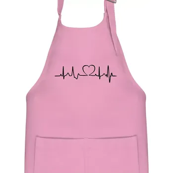 Kuchyňská zástěra Srdce EKG - Dětská zástěra na vaření - Univerzální velikost ( Růžová )