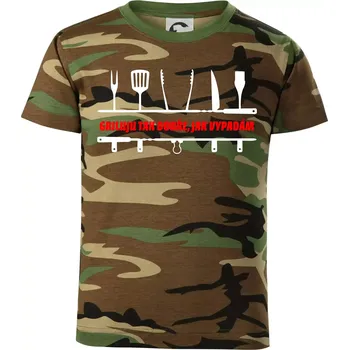 Griluju tak dobře, jak vypadám - Dětské maskáčové triko - 122 cm/6 let ( Hnědý maskáč )