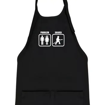 Kuchyňská zástěra Problém hasič - Dětská zástěra na vaření - Univerzální velikost ( Černá )