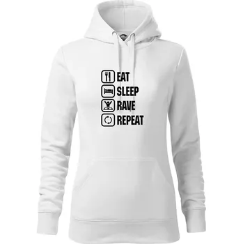 Dámská mikina Eat sleep rave repeat - Mikina dámská Cape s kapucí - 2XL ( Bílá )