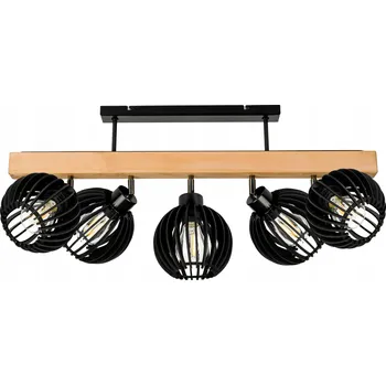 Dřevěné stropní svítidlo trám ŽÁROVKA STROPNÍ SVÍTIDLO LOFT ČERNÉ pro 5x STÍNIDLO E27