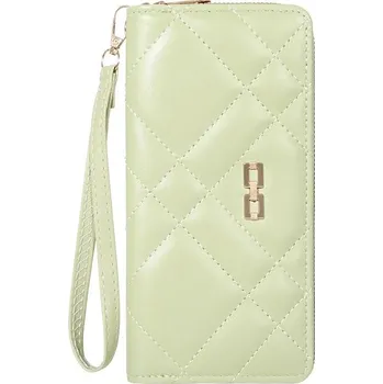 Peněženka Dlouhá stylová peněženka na zip s poutkem | peněženka, pouzdro na mobil - Zelený