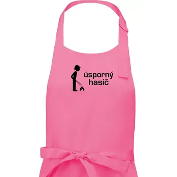Kuchyňská zástěra Úsporný hasič - Dámská zástěra na vaření - Univerzální velikost ( Růžová )