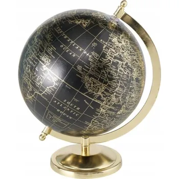 Obraz DEKORATIVNÍ FIGURKA GLOBUS ČERNÝ OZDOBNÝ NA ZLATÉM PODSTAVCI Ø 20 cm