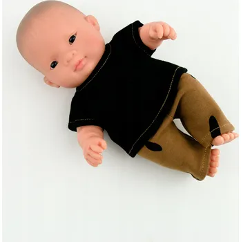 Doplněk pro panenku Oblečení pro panenku Miniland Baby - černé tričko, hnědé kraťasy