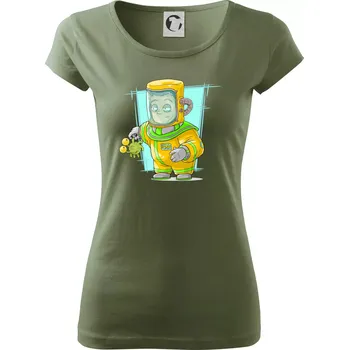 Dámské tričko Vesmírný voják tyrkysový - Dámské triko Pure - M ( Khaki )