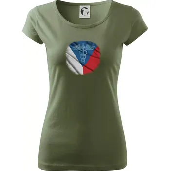 Dámské tričko Hrdinové zdravotnictví - Česká vlajka (Pecka design) - Dámské triko Pure - XL ( Khaki )