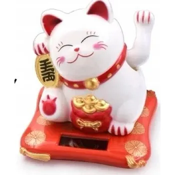Figurka Kočka Maneki-Neko, čínská kočka pro štěstí, figurka, bílá