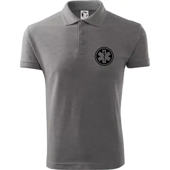 Pánská košile Rescue logo samostatné kulaté - Polokošile pánská Pique Polo 203 - 4XL ( Tmavě šedý melír )