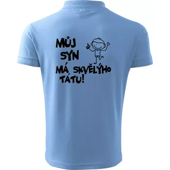 Pánská košile Můj syn má skvělýho tátu - Polokošile pánská Pique Polo 203 - 4XL ( Pyžamově světlá modrá )
