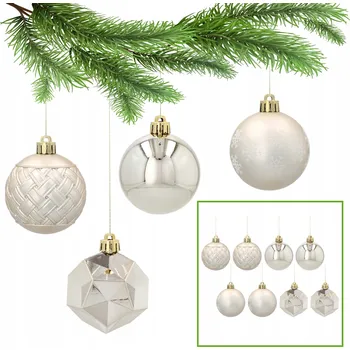 Vánoční dekorace Zlaté vánoční baňky, sada plastových ozdob, ozdoby na vánoční stromek 6 cm, 8 ks