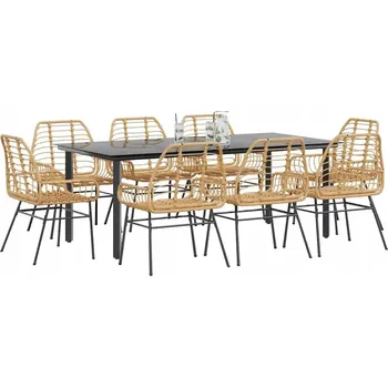 Zahradní sestava Zahradní nábytek z umělého ratanu VidaXL, hnědý, 9 dílů