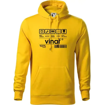 Pánská mikina Čárový kód vinař - Mikina pánská Cape s kapucí - XL ( Žlutá )