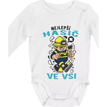Kojenecký body Nejlepší hasič ve vsi - Body kojenecké s dlouhým rukávem - Dlouhý r. do 3 měs ( Bílá )