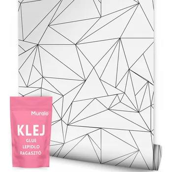 Tapeta TAPETA ROLE 10m Černo-Bílý Geometrický Vzor