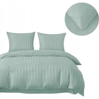 Povlečení Povlečení 200x220 s mátovými Damašek pruhy a lemováním, klasická silná