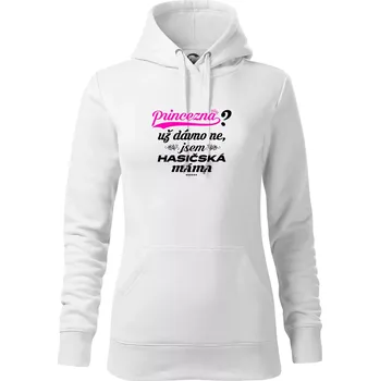 Dámská mikina Princezna už dávno ne - Hasičská máma - Mikina dámská Cape s kapucí - L ( Bílá )