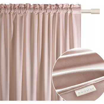 Obraz Hotový závěs VELUR velurová na pásce žabky 180x250 Bianca pudrová růžová