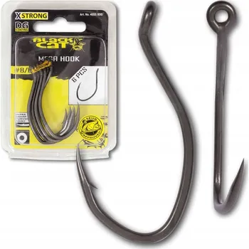 Rybářský háček Háčky na sumce pro lov ze dna a na plavanou Black Cat Mega Hook 6 ks