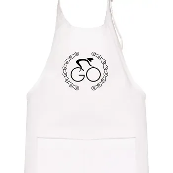 Kuchyňská zástěra Logo cyklisty a řetěz - Dětská zástěra na vaření - Univerzální velikost ( Bílá )