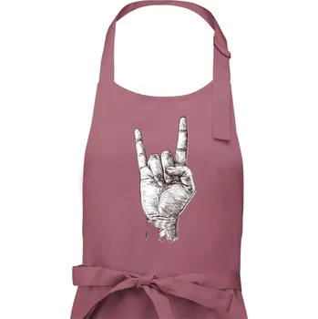 Kuchyňská zástěra Rocková ruka kreslená - Dámská zástěra na vaření - Univerzální velikost ( Starorůžová )