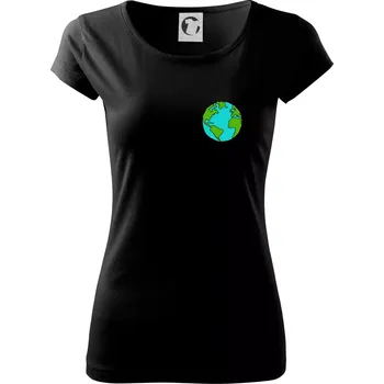 Dámské tričko Planeta na prsu - Amerika a Afrika - Dámské triko Pure - S ( Černá )