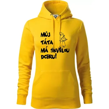Dámská mikina Můj táta má skvělou dceru - Mikina dámská Cape s kapucí - XS ( Žlutá )