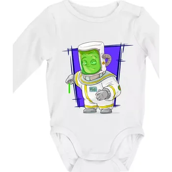 Kojenecký body Vesmírný voják tmavě modrý - Body kojenecké s dlouhým rukávem - Dlouhý r. do 3 měs ( Bílá )